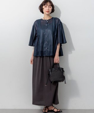 23区 【見上愛さん着用】ペーパーライクコンビ ショルダーバッグ (S) ブラック×ブラック