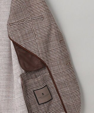 GOTAIRIKU 新柄【吸水速乾/ウォッシャブル】ノルマンディーリネン カーディガンジャケット＿グレンチェック柄 ブラウン系4