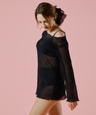 San-ai Resort（三愛水着楽園） 【WEB限定】シアー素材トップス3点セット水着 クロ