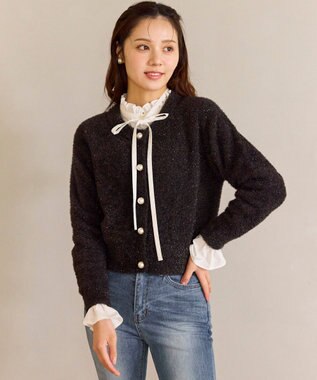 Feroux キラキラシャギー ニット カーディガン グレー系
