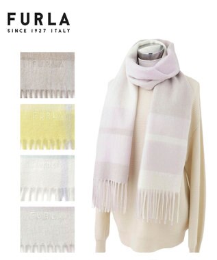 MOONBAT FURLA ウールブロックチェックラメストール/幅50cm ライトパープル