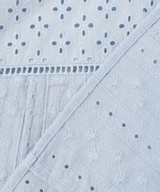 組曲 【WEB限定色あり】エンブロイダリーレース　ハイネック半袖ブラウス 【WEB限定】サックスブルー系9