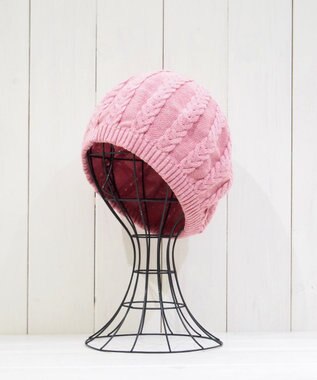 石田製帽 オーガニックコットン アラン編みベレー ピンク