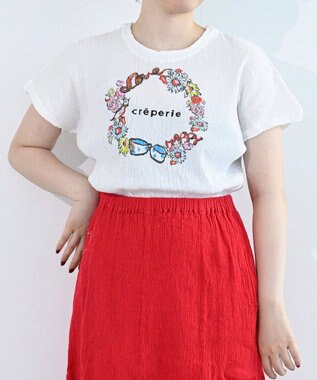 crêprie tsumori chisato creperie HAND PRINT T-Shirt FLOWER クレプリ フラワーリースプリント ドルマンTシャツ