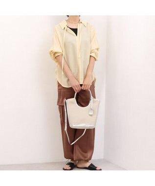 UNBILLION ペルケ perche / キャンバス・牛革トリミング2wayトート シルバー