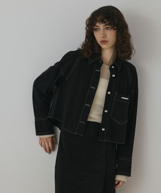 GRACE CONTINENTAL フェイクスウェードブラウス ブラック