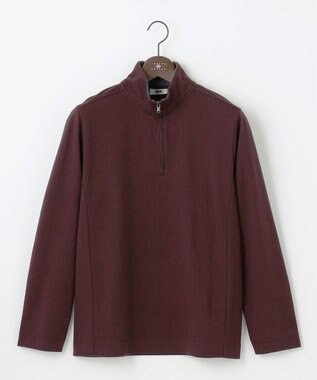 JOSEPH ABBOUD 【保温性/軽量り/ジャパンファブリック】ストライプジャカードジップ  プルオーバー ワイン系1