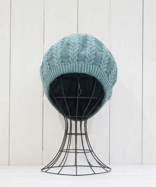 石田製帽 オーガニックコットン アラン編みベレー グリーン