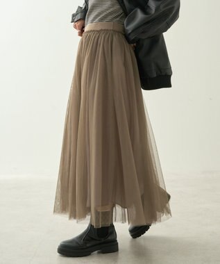 AMERICAN HOLIC チュールギャザースカート Mocha