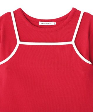 AMERICAN HOLIC 【2点セット】配色キャミ＋Tシャツ Red