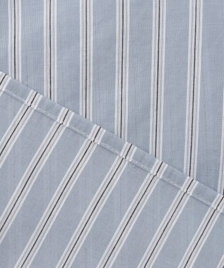 J.PRESS LADIES L 【洗える】綿キュプラコードストライプ バンドカラー ブラウス ブルー系1