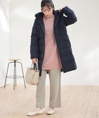 Tiaclasse フード裏エコファーダウンコート ネイビー