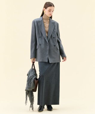 BEIGE， DELAND / ウールピンストライプダブルジャケット Gray St.