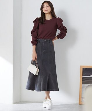 ANY SIS 【洗える】フリルスリーブ ニット ブラウン