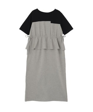 Green Parks 異素材ドッキングワンピース Gray Mixture