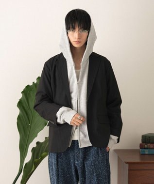 WEGO 【フォーマル/セットアップ対応】シングルテーラードジャケット ブラックストライプ