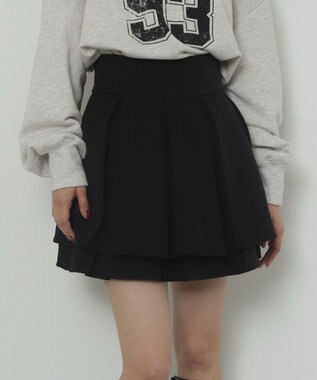  ハイウエスト2段プリーツスカパン