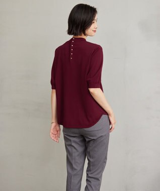 J.PRESS LADIES L 【洗える】レーヨンエリートストレッチ ギャザースリーブ ニット ワイン系