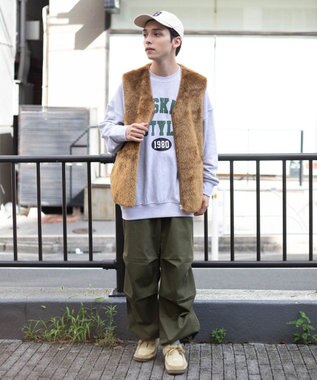 WEGO フェイクファーBIGベスト ブラウン