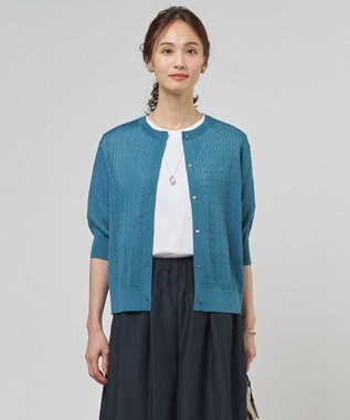 J.PRESS LADIES S Vis/Peスパーク クルーネック カーディガン