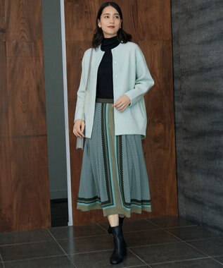 自由区 【洗える】ジオメトリックハートプリント スカート アクア系