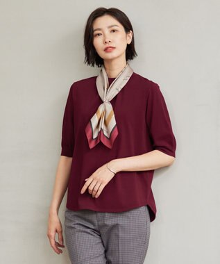 J.PRESS LADIES L 【洗える】レーヨンエリートストレッチ ギャザースリーブ ニット ワイン系