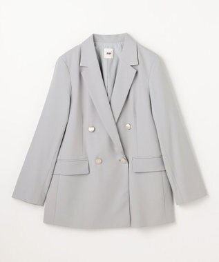 ANY L イージーケアライトストレッチダブルテーラードジャケット ライトグレー