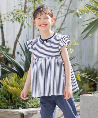組曲 KIDS 【UVケア】【110-140㎝】マリンボーダー チュニック