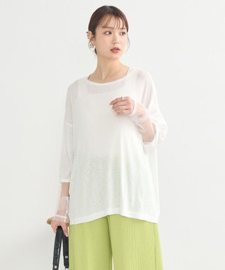 earth music&ecology ラメシアースリーブプルオーバー Off White