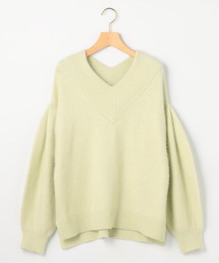組曲 S フラッフィーファーＶネック ニット ライムイエロー系