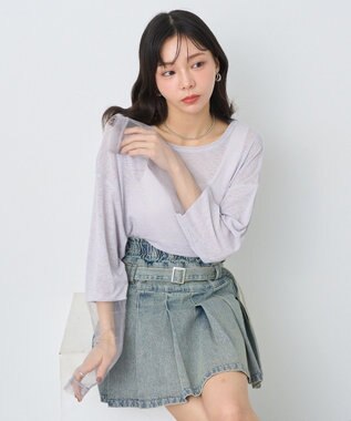 earth music&ecology ラメシアースリーブプルオーバー Gray