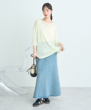 earth music&ecology ラメシアースリーブプルオーバー Light Yellow