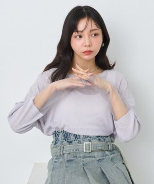 earth music&ecology ラメシアースリーブプルオーバー Gray