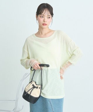 earth music&ecology ラメシアースリーブプルオーバー Light Yellow