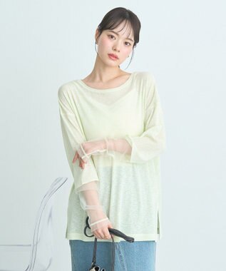 earth music&ecology ラメシアースリーブプルオーバー Light Yellow