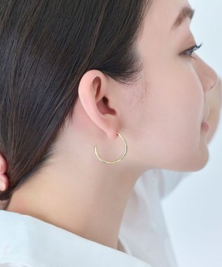 Phoebe 【金属アレルギー対応】2wayウェーブラインフープピアス　ゴールド/ニッケルフリー ゴールド