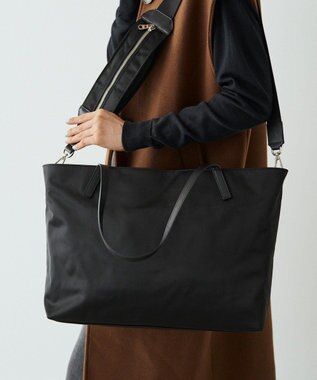 russet 《ファスナーポケット付きショルダーベルト》2wayトートバッグ(SF-266) Black