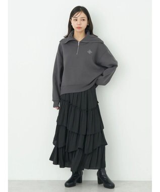 earth music&ecology ハーフＺＩＰ裏起毛プルオーバー Charcoal Gray