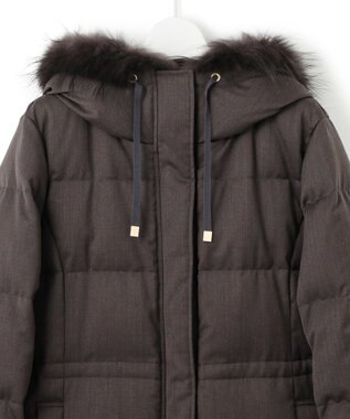 23区 S 【撥水加工】ブライトウール ロングダウンコート ブラウン系