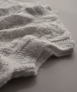 muuc 〈高品質シルク＆アンゴラモヘア〉模様編み ボトルネックベスト ライトグレー