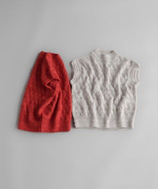 muuc 〈高品質シルク＆アンゴラモヘア〉模様編み ボトルネックベスト レッド