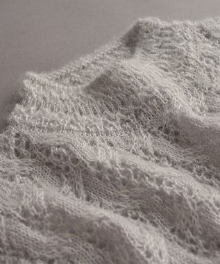 muuc 〈高品質シルク＆アンゴラモヘア〉模様編み ボトルネックベスト ライトグレー