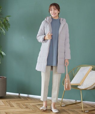 Tiaclasse フード裏エコファーダウンコート グレー