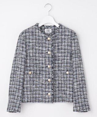 J.PRESS LADIES L ファニーツイード ジャケット ネイビー系
