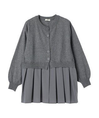 earth music&ecology プリーツドッキングカーディガン Gray