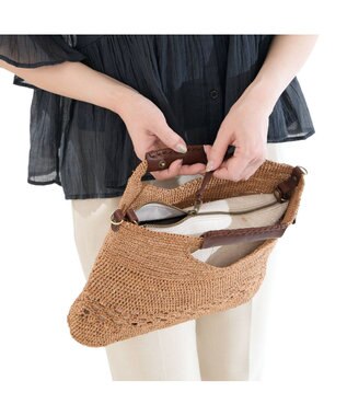 IBIZA ラフィア　2WAYバッグ 濃茶