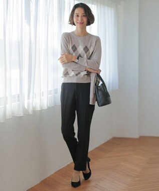 J.PRESS LADIES L チェルビック テーパード パンツ ブラック系