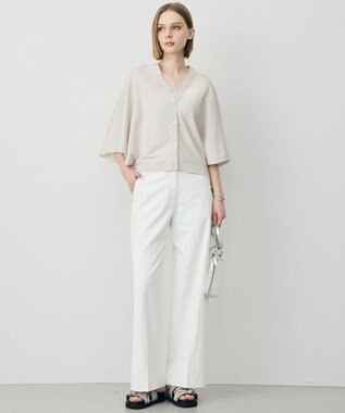 ICB L フライスリーブ Vネックカーディガン トープ