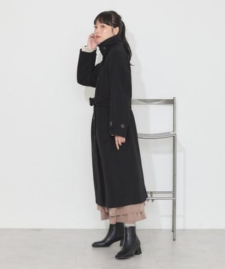 earth music&ecology 2WAYカラーロングコート ブラック