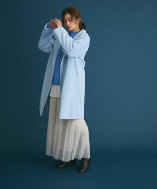 Green Parks スタンドロングコート Sax